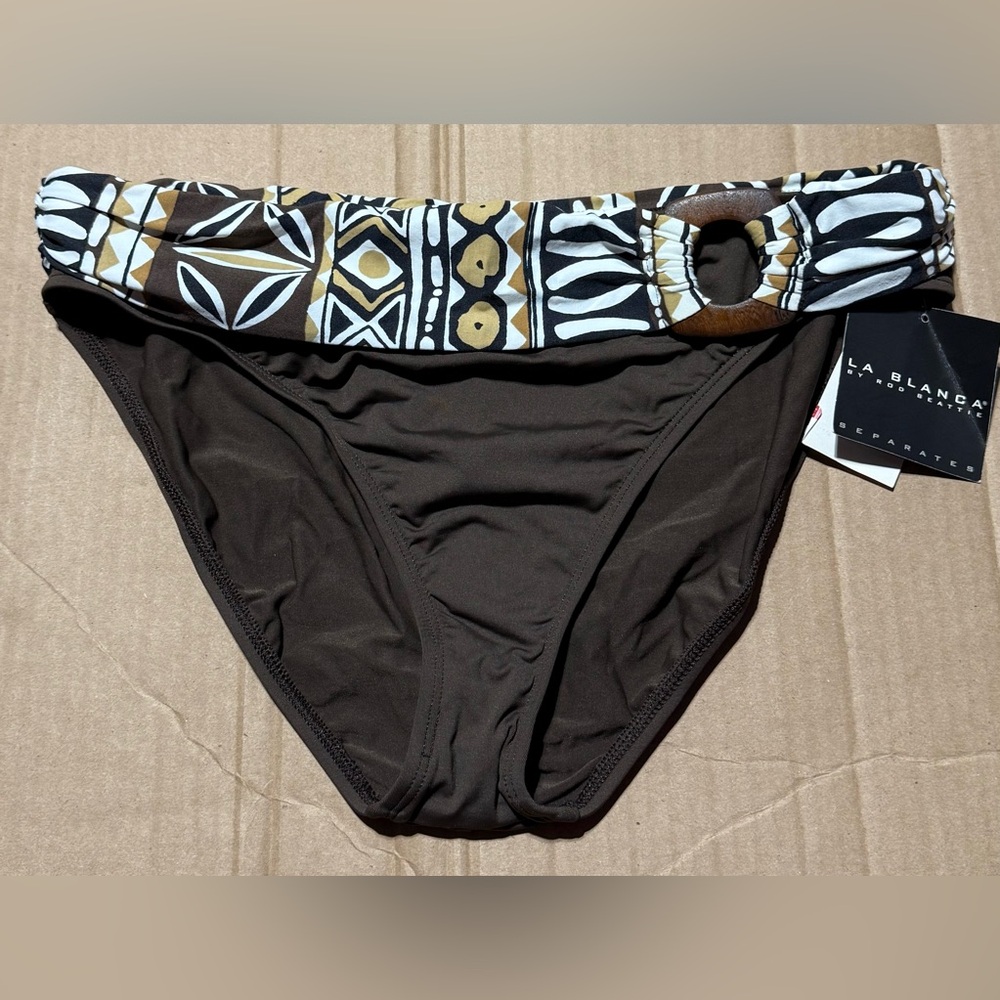 Women’s Size 14 La Blanca By Rod Beattie Brown Swim Bikini Bottom NWT